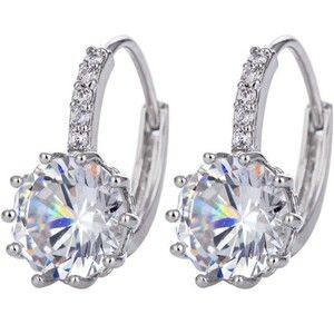 Outfmvch Elegant Mermaid Tail Stud Earrings Exquisite Teardrop Fishtail Zircon E